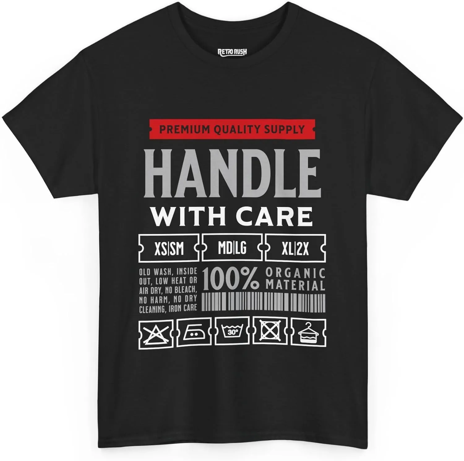 RetroRush Graphic Tee Retro Pop Culture Unisex Sneaker Shirt Care Label WC Black
