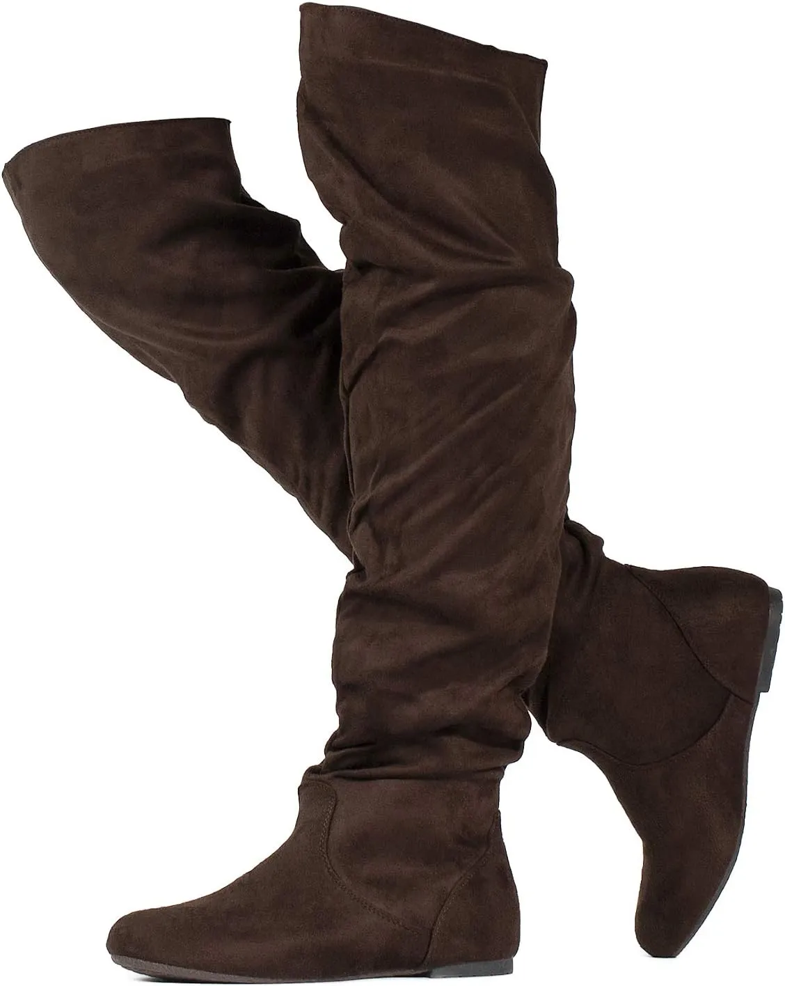 RF ROOM OF FASHION Women's Over The Knee Flat Heel Slouchy Boots (Available in Regular and Wide Calf)