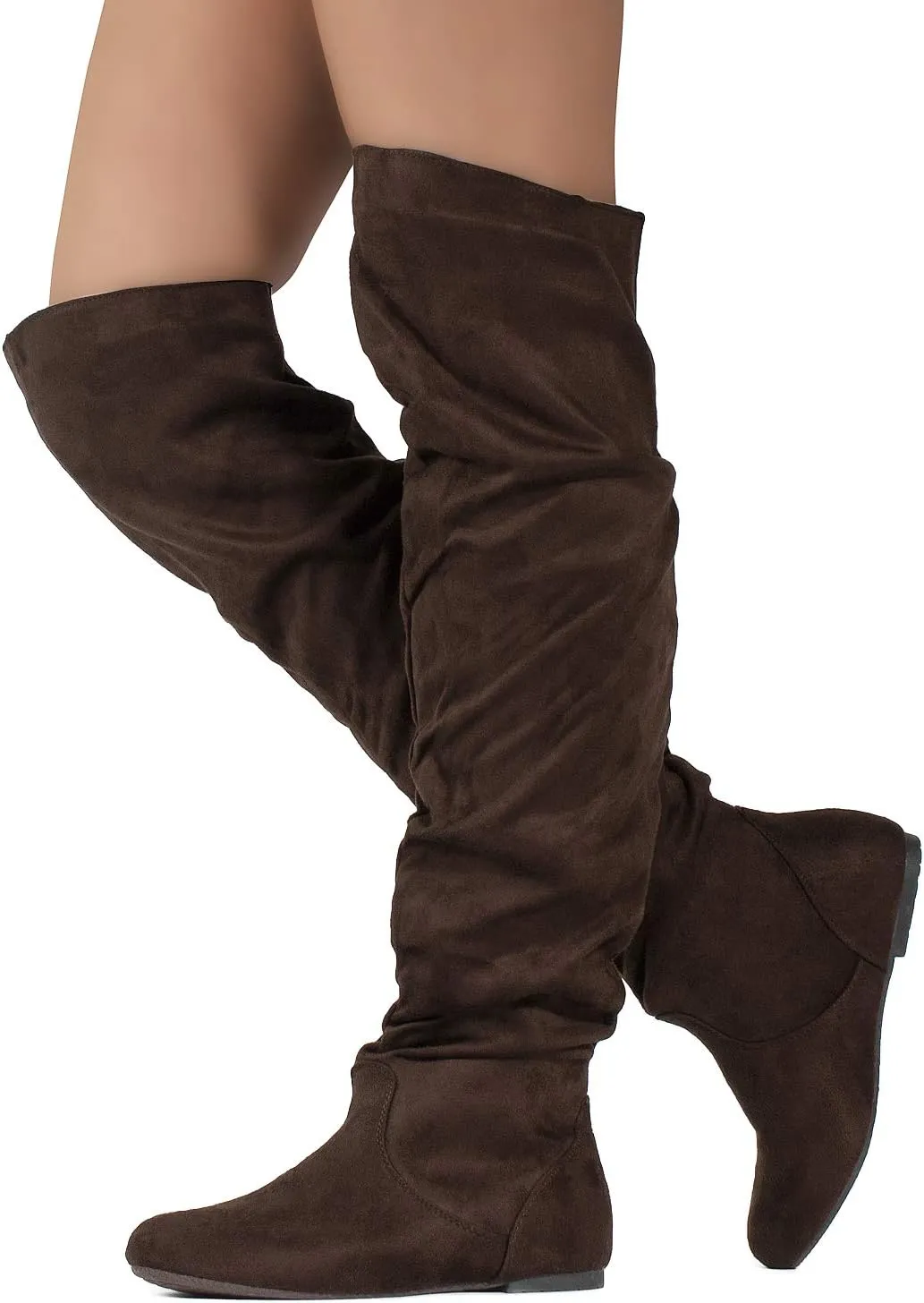 RF ROOM OF FASHION Women's Over The Knee Flat Heel Slouchy Boots (Available in Regular and Wide Calf)