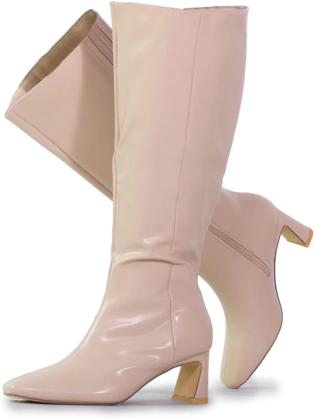 RF ROOM OF FASHION Women's Plus Size Square Toe Knee High Dress Boots (Wide Calf Wide Width)
