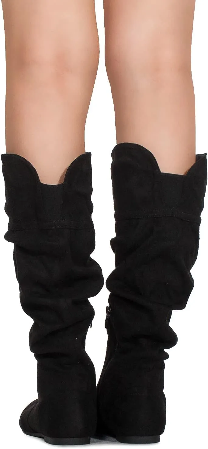 RF ROOM OF FASHION Women's Slouchy Knee High Hidden Pocket Boots (REGULAR CALF)