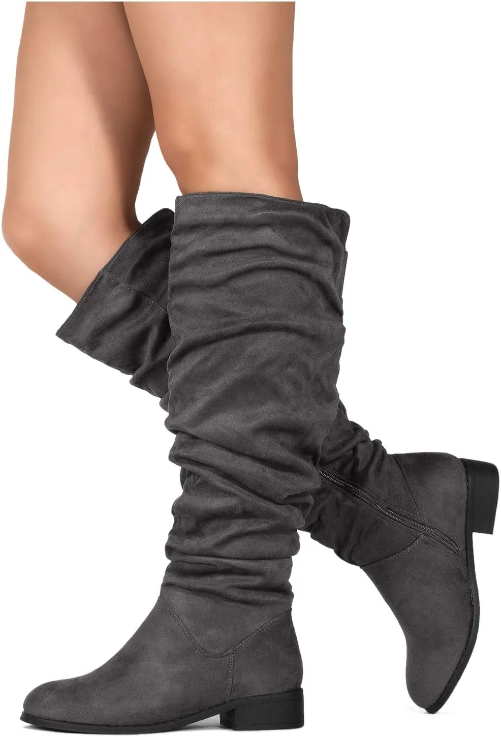 RF ROOM OF FASHION Women's Slouchy Knee High Hidden Pocket Boots (REGULAR CALF)