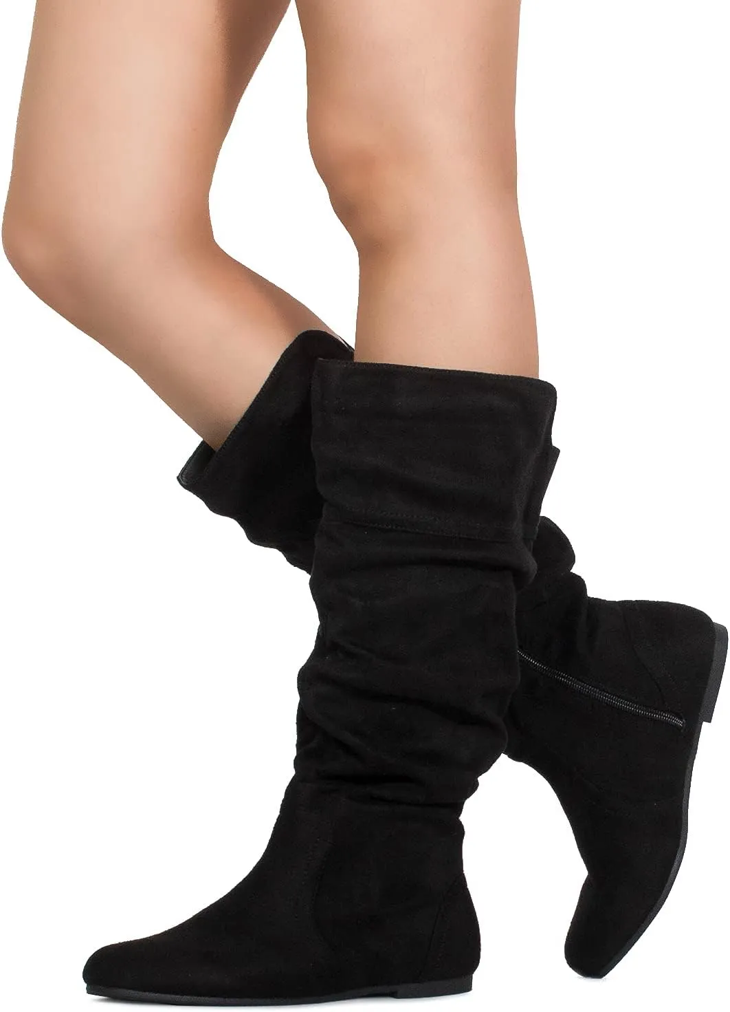RF ROOM OF FASHION Women's Slouchy Knee High Hidden Pocket Boots (REGULAR CALF)