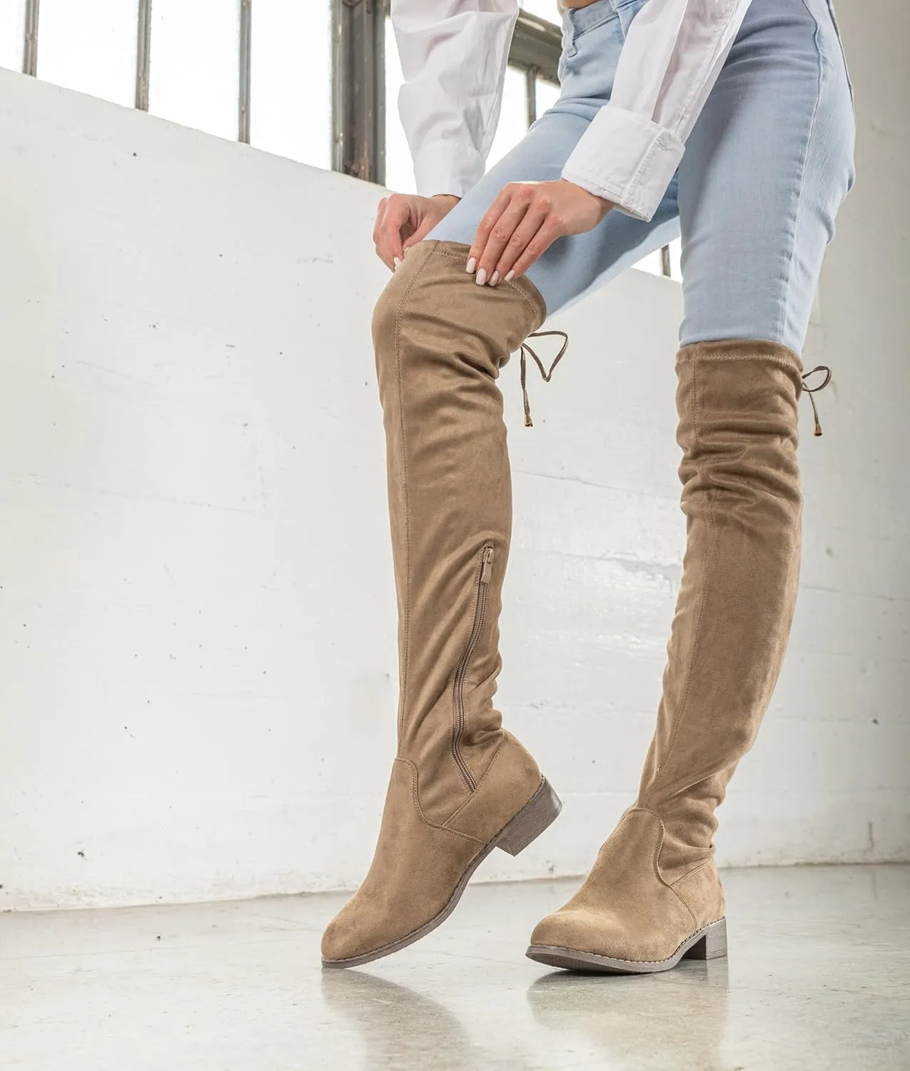 RF ROOM OF FASHION Women's Tokyo Stretchy Over The Knee Boots (Regular Calf)