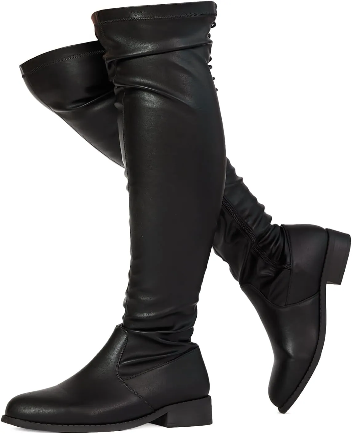 RF ROOM OF FASHION Women's Wide Calf Wide Width Back Criss Cross Lace Stretchy Over The Knee Boots