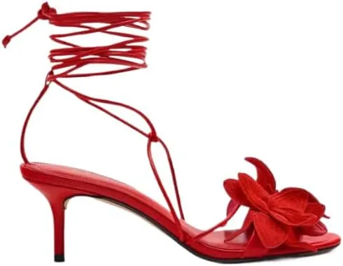 Richealnana Women's Lace Up Strappy Crisscross Floral Open Toe Stilettos For Party Prom Dressy Sandals