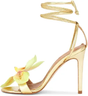 Richealnana Women's Lace Up Strappy Floral Open Toe Stiletto Heels For Party Prom Dressy Sandals