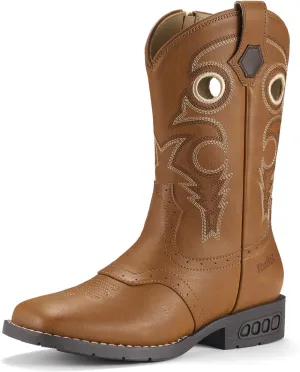 Rollda Boys Cowboy Boots Kids Cowgirl Boots Square Toe Boys Western Boots for Little Kid Big Kid