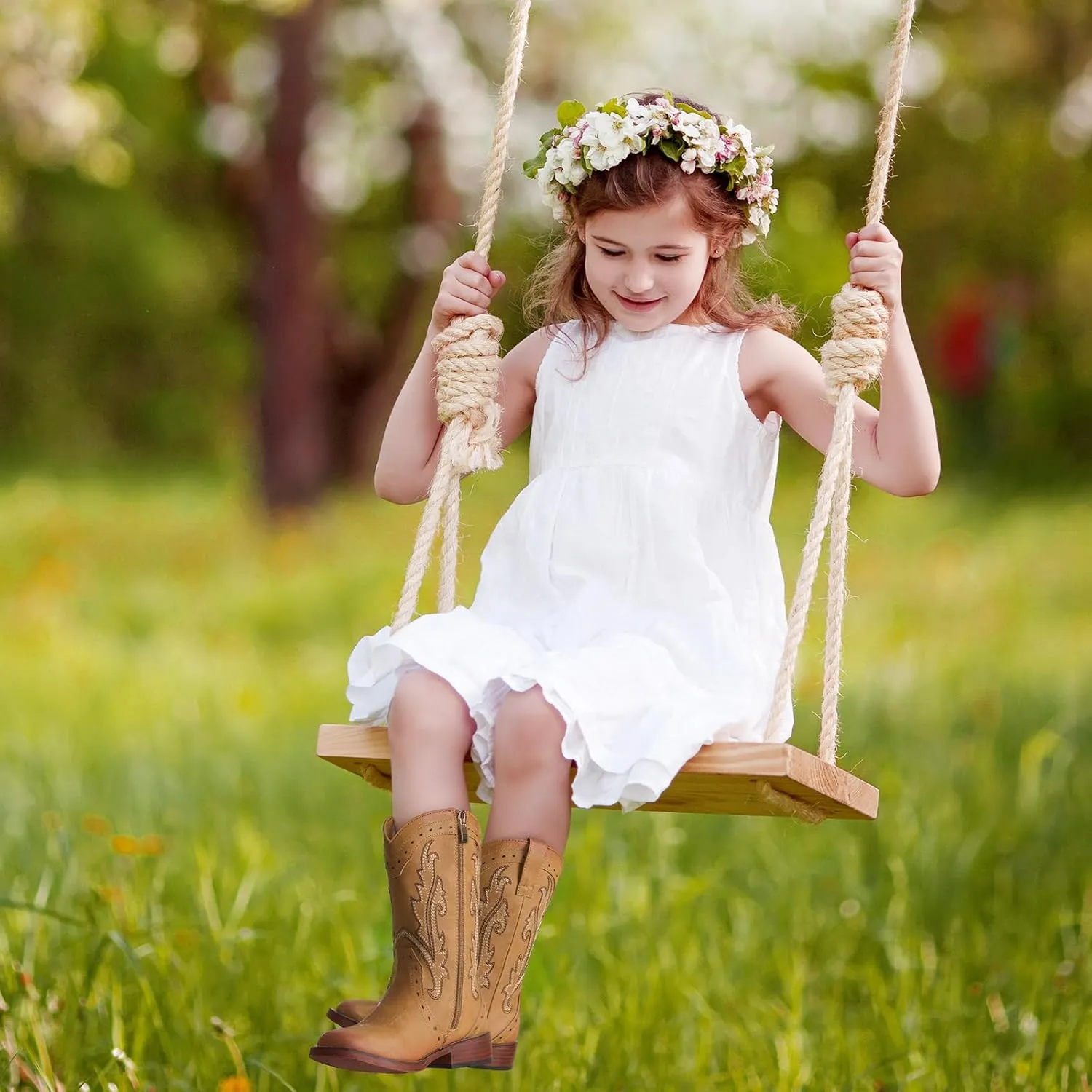 Rollda Girls Cowgirl Boots Kids Cowboy Boots Square Toe Girls Western Boots for Toddler/Little Kid/Big Kid