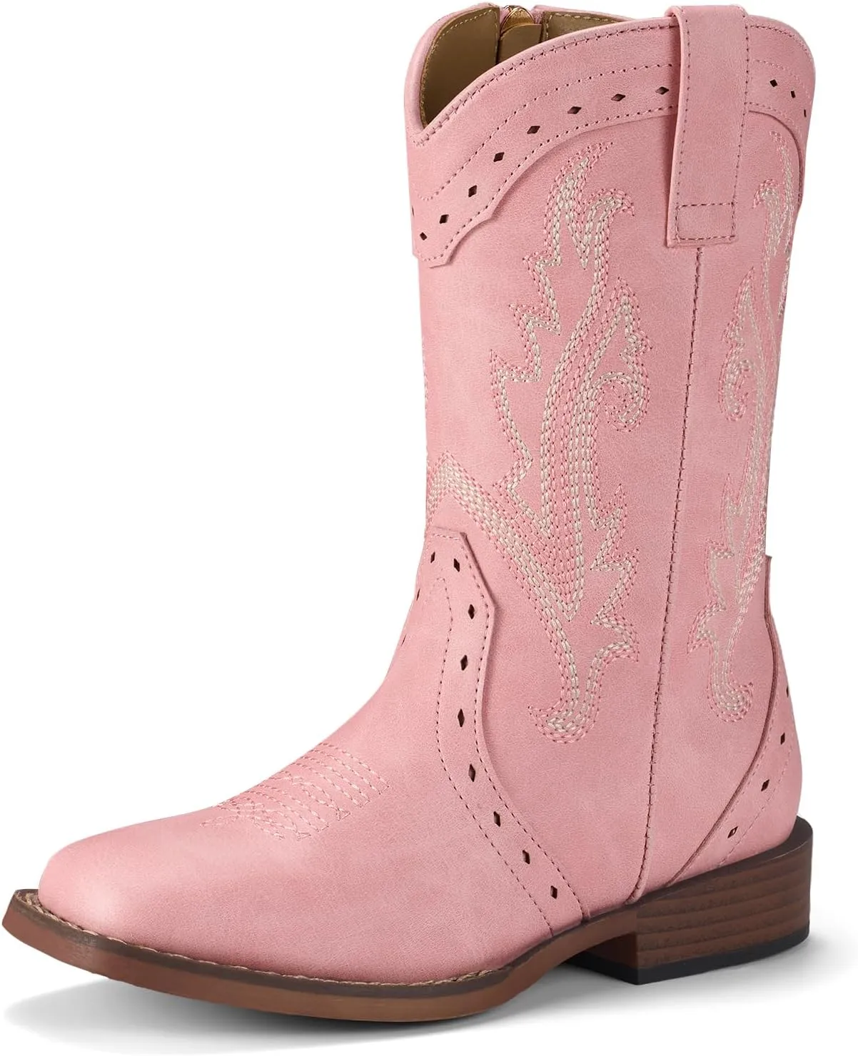 Rollda Girls Cowgirl Boots Kids Cowboy Boots Square Toe Girls Western Boots for Toddler/Little Kid/Big Kid