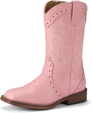 Rollda Girls Cowgirl Boots Kids Cowboy Boots Square Toe Girls Western Boots for Toddler/Little Kid/Big Kid