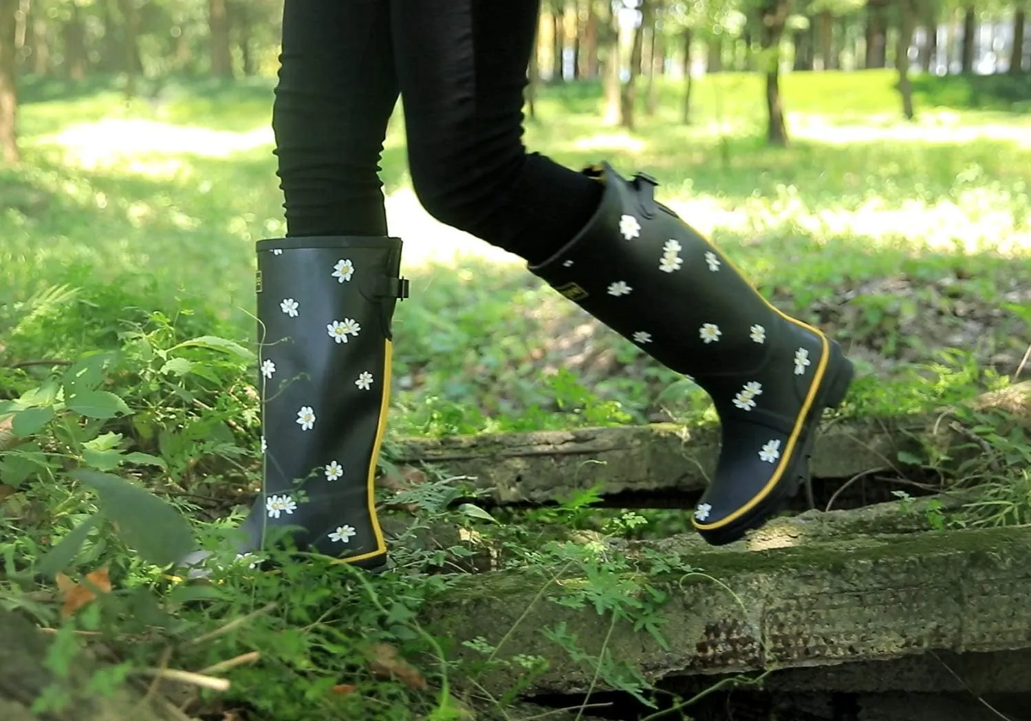 Rongee Rain Boots for Women Waterproof Garden Outdoor Mud Boots Printed with Adjustable Buckle