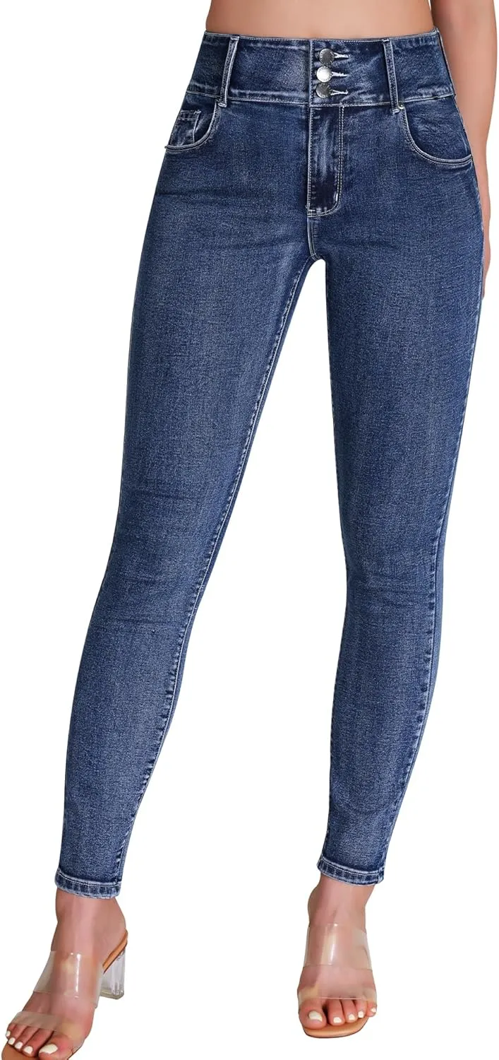 roswear Women’s High Waisted Stretchy Skinny Curvy Jeans Tummy Control Jeggings