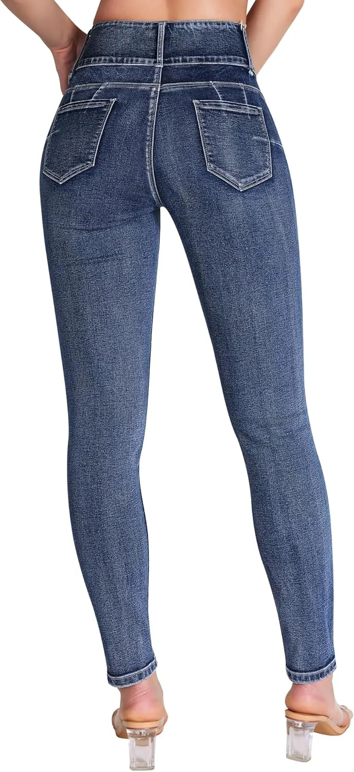 roswear Women’s High Waisted Stretchy Skinny Curvy Jeans Tummy Control Jeggings