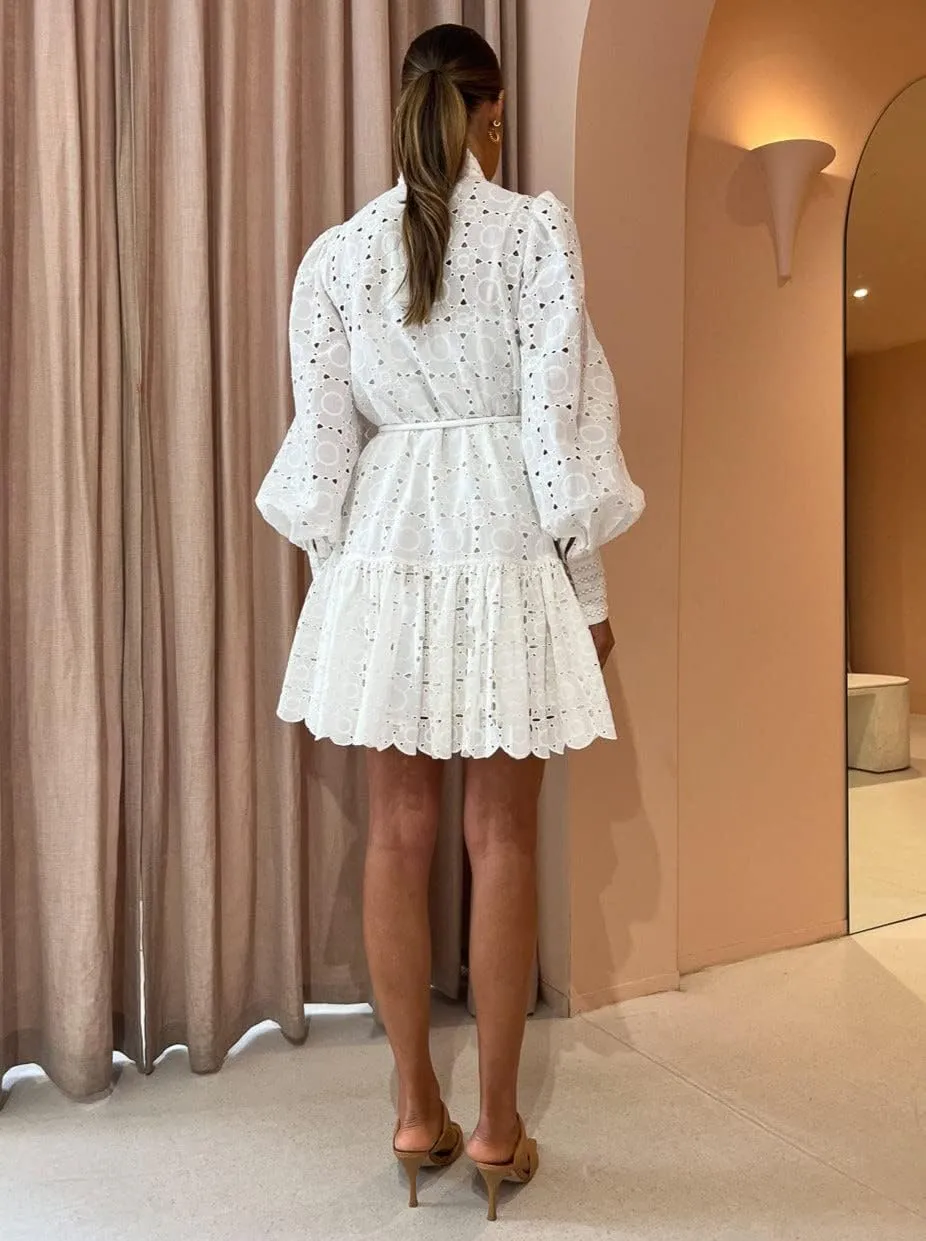 Ruffle Sleeve Tunic Midi Dress Flowy Shift Sundress Sweet Babydoll Button Down Swing Skirt