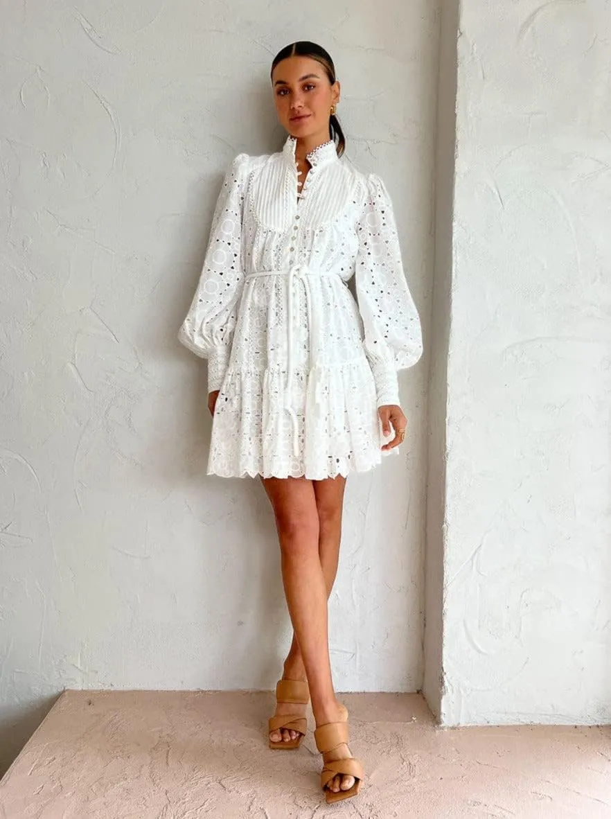 Ruffle Sleeve Tunic Midi Dress Flowy Shift Sundress Sweet Babydoll Button Down Swing Skirt