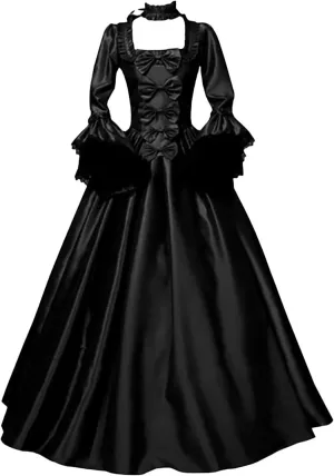 SEAOPEN Victorian Dress for Women 1800s Medieval Renaissance Dress Flare Sleeve Vintage Dress Cocktail Party Ball Gown