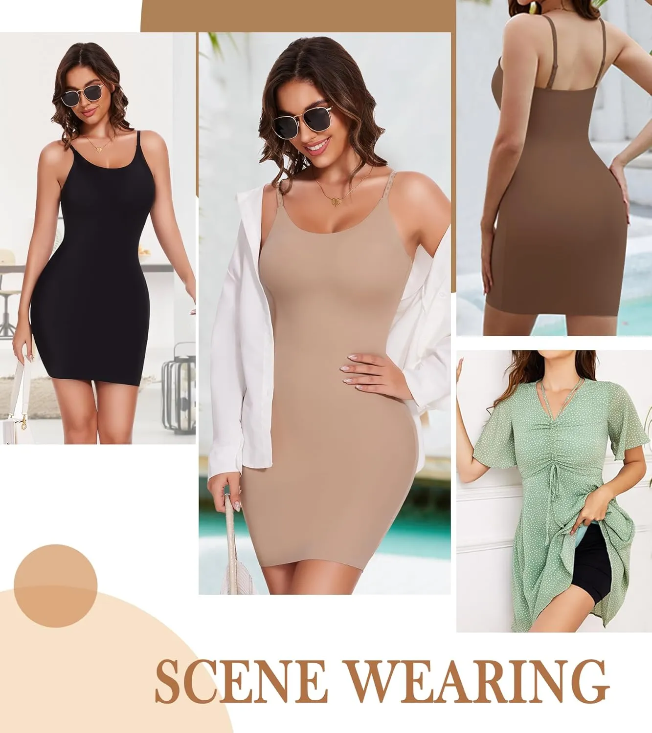Shapewear Dress Slip, Seamless Full Slip Tummy Control Under Dress Slimming Body Shaper with Adjustable Straps