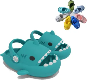 Shark Slides, Sharkclas Chancletas Kids, Cute Cartoon Summer Cloud Slippers, Toddler Boys Girls Slip On Sandals, Cushioned Thick Sole Beach Pool Shoes