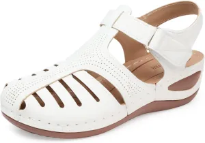 SHIBEVER Women's Wedge Sandals Summer: Closed Toe Sandals for Women Platform Dressy Wedge Size 5-11