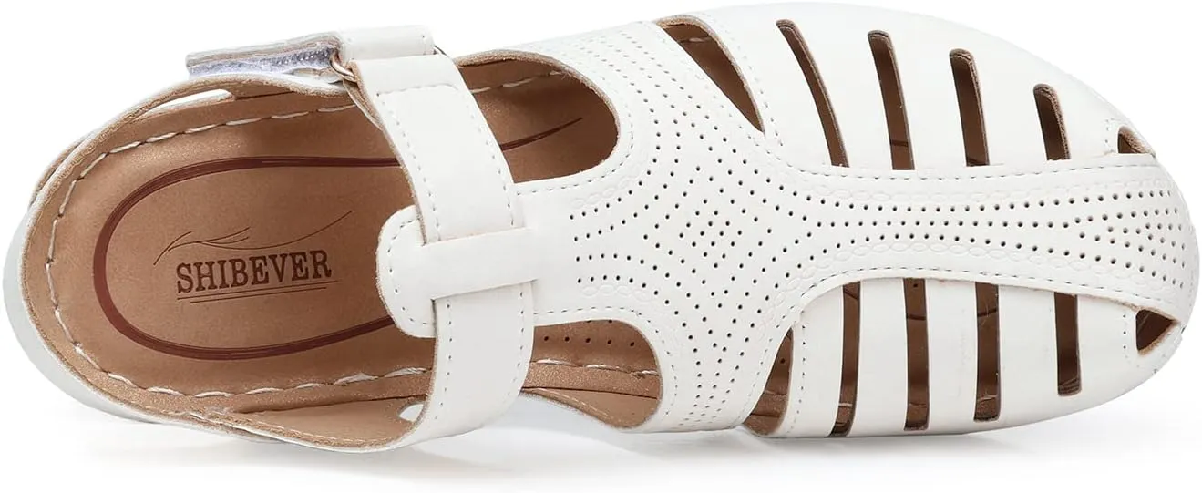 SHIBEVER Women's Wedge Sandals Summer: Closed Toe Sandals for Women Platform Dressy Wedge Size 5-11