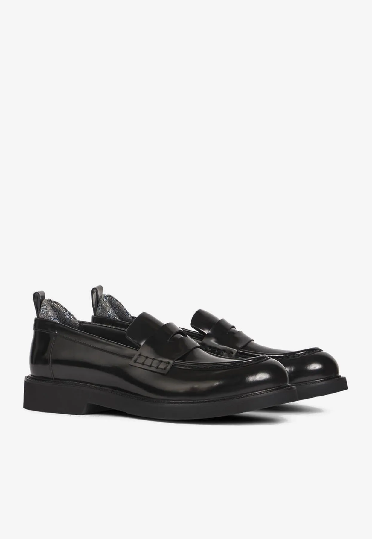 Shiny Leather Penny Loafers