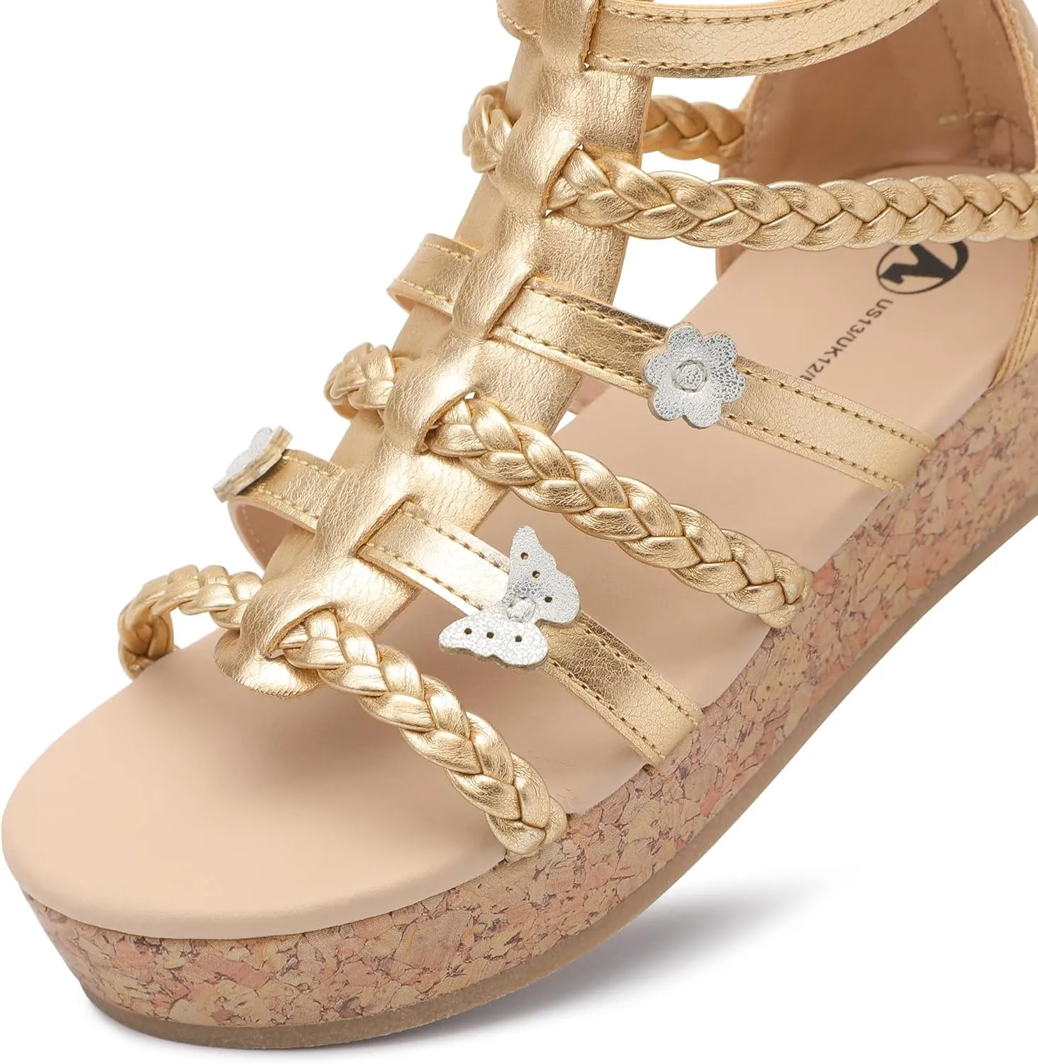 shoeslocker Girls Sandals Flatform Wedge Open Toe Summer Shoes Little Big Kid Flower Girl Heels Dress Shoes