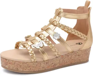 shoeslocker Girls Sandals Flatform Wedge Open Toe Summer Shoes Little Big Kid Flower Girl Heels Dress Shoes