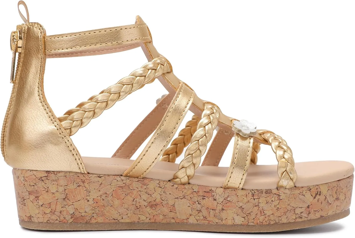 shoeslocker Girls Sandals Flatform Wedge Open Toe Summer Shoes Little Big Kid Flower Girl Heels Dress Shoes