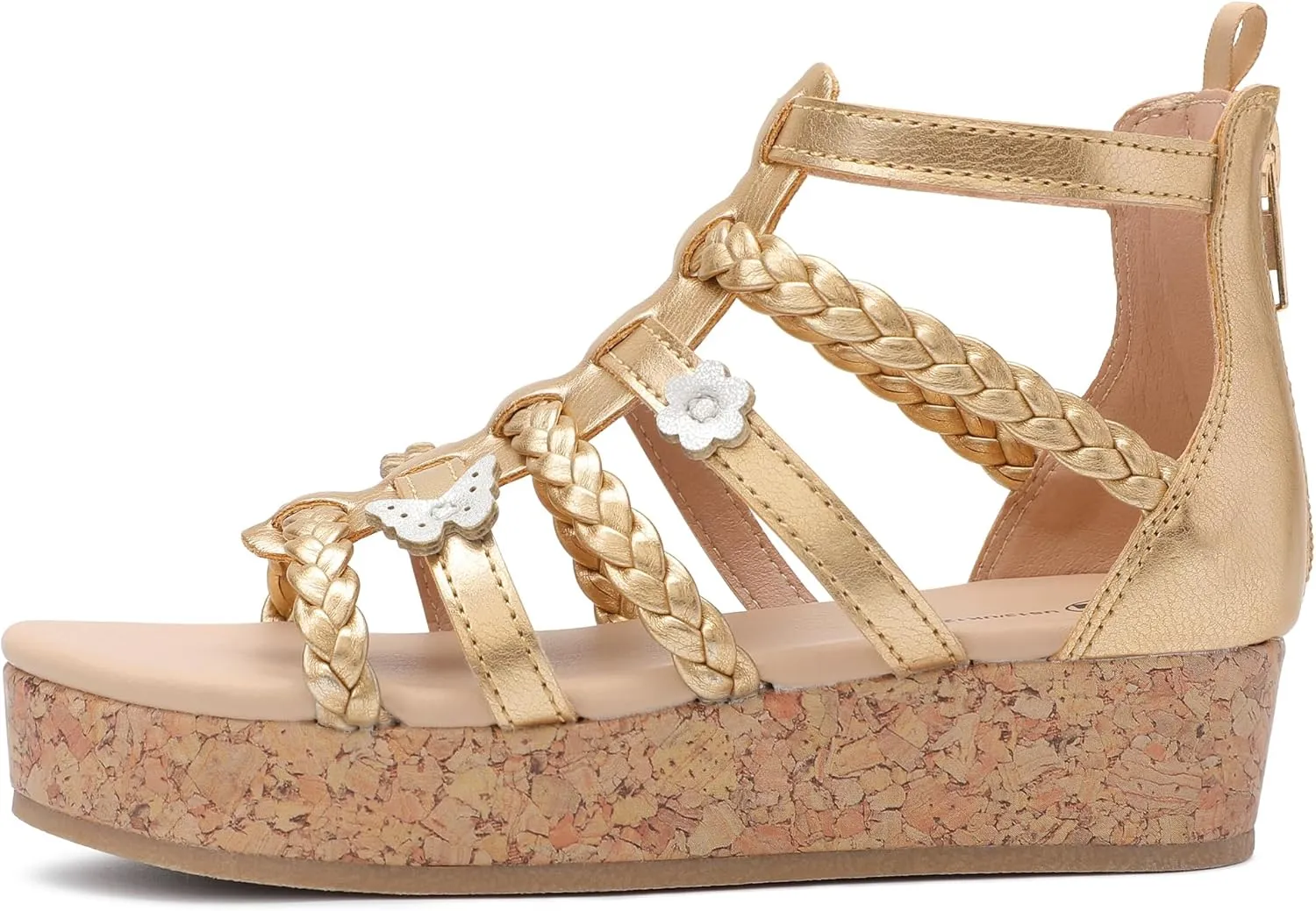 shoeslocker Girls Sandals Flatform Wedge Open Toe Summer Shoes Little Big Kid Flower Girl Heels Dress Shoes