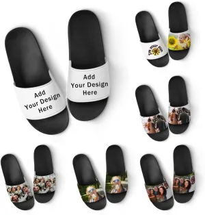 Slides for Women Men Add Your Photo Text Logo House Shoes Personalized Shower Shoes Slippers Comfort Indoor Outdoor Beach Sandals
