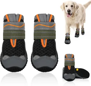 SlowTon Dog Shoes for Large Small Medium Dogs - Breathable Dog Boots for Summer Hot Pavement, Paw Protector for Outdoor Walking Winter Snow, Anti-Slip Rubber Dog Booties for Hardwood Floor (B, 6)