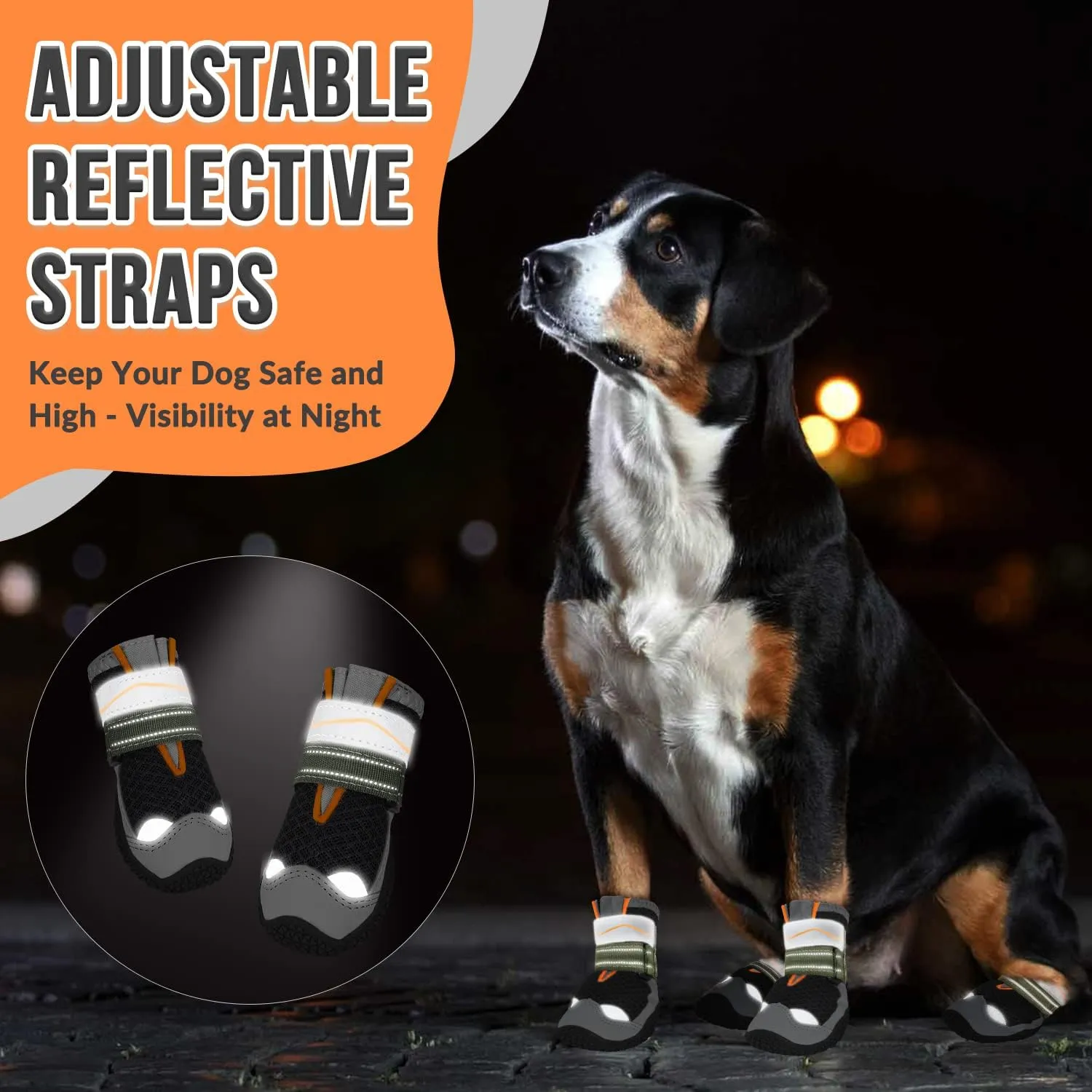 SlowTon Dog Shoes for Large Small Medium Dogs - Breathable Dog Boots for Summer Hot Pavement, Paw Protector for Outdoor Walking Winter Snow, Anti-Slip Rubber Dog Booties for Hardwood Floor (B, 6)