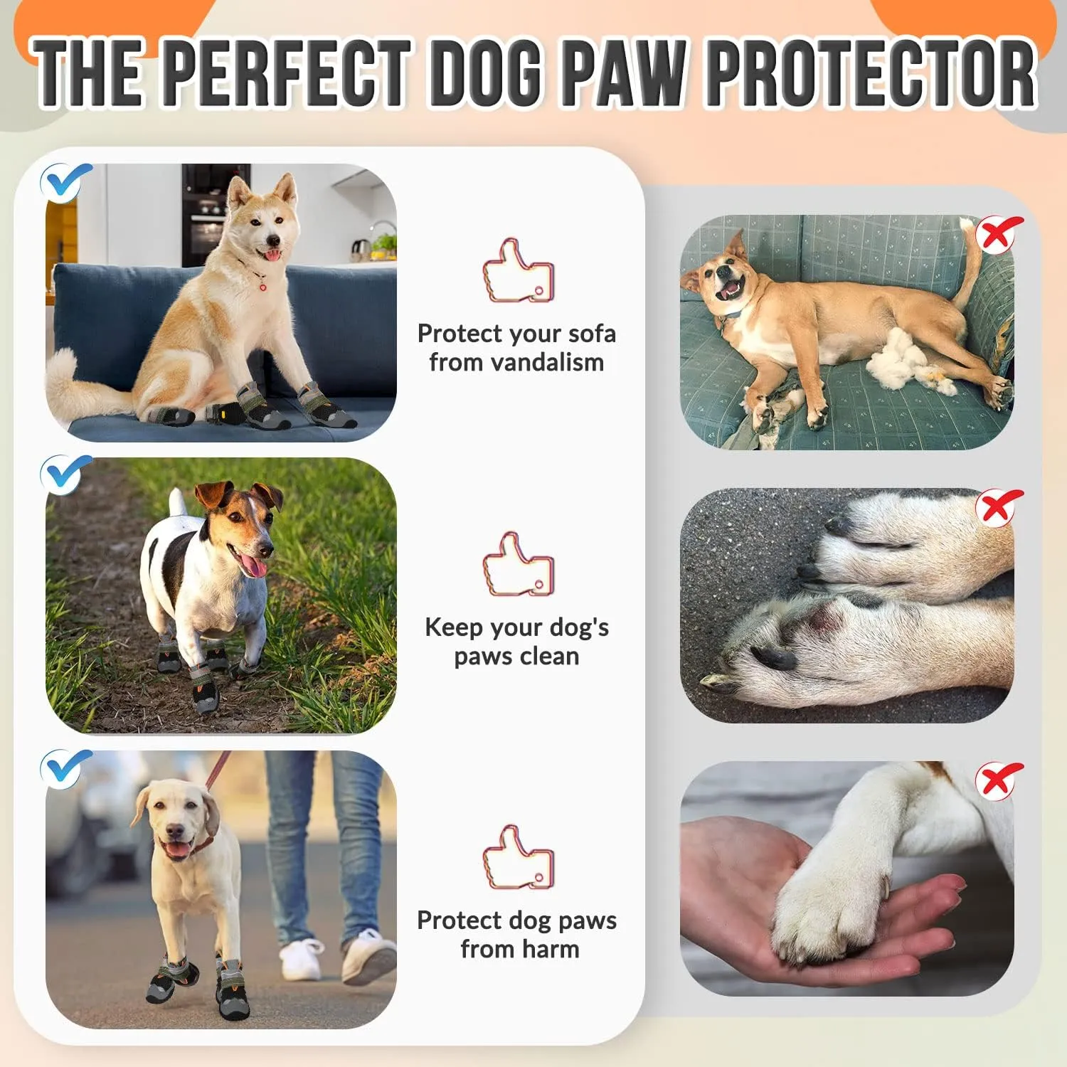 SlowTon Dog Shoes for Large Small Medium Dogs - Breathable Dog Boots for Summer Hot Pavement, Paw Protector for Outdoor Walking Winter Snow, Anti-Slip Rubber Dog Booties for Hardwood Floor (B, 6)