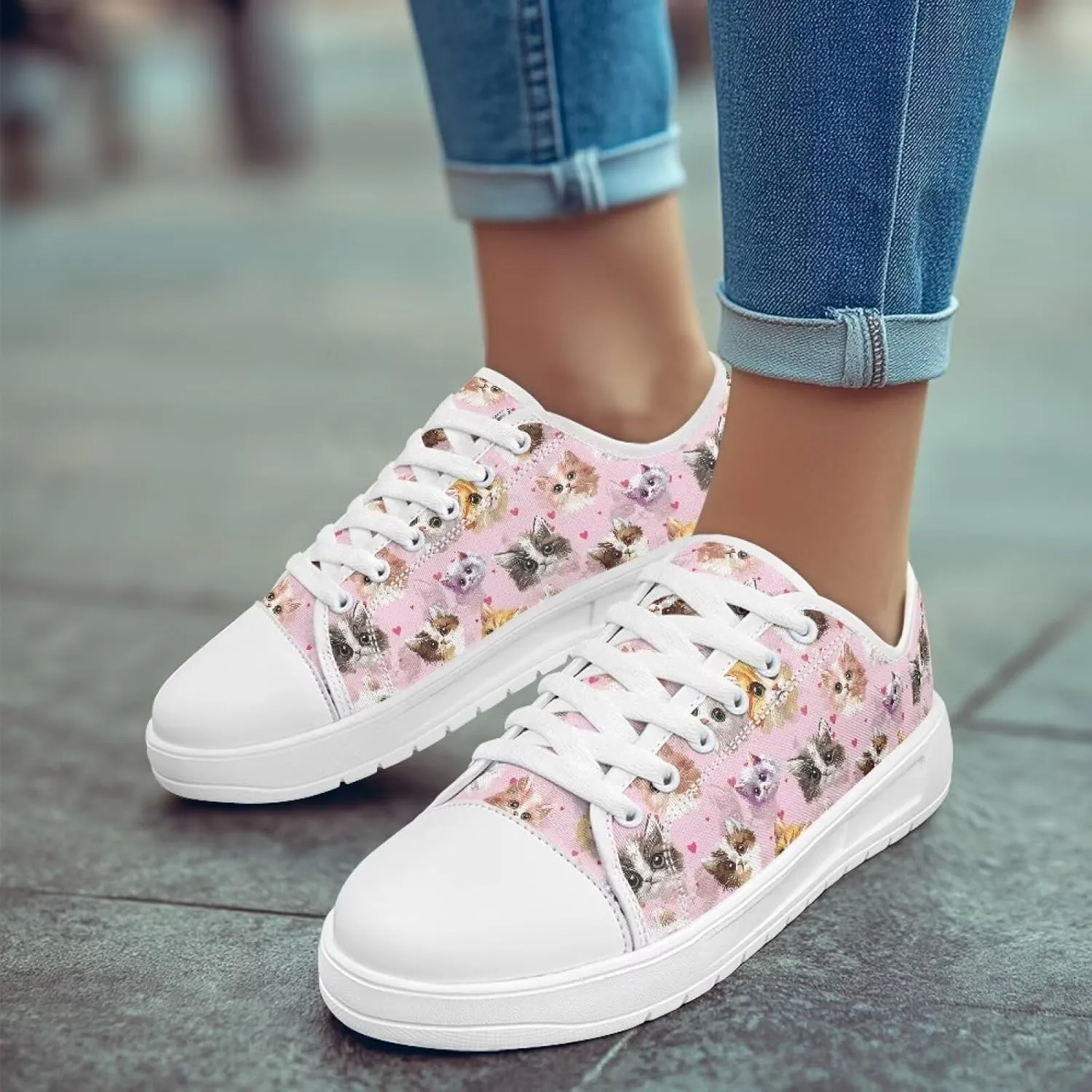 Sneakers for Women Shoes Footwear Memory Foam Insole Lightweight and Non-Slip Sole Lace Up Fashion Sneaker