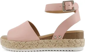 SODA Clip Womens Casual Espadrilles Trim Flatform Studded Wedge