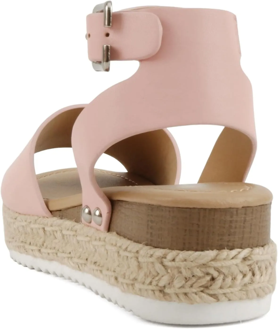SODA Clip Womens Casual Espadrilles Trim Flatform Studded Wedge