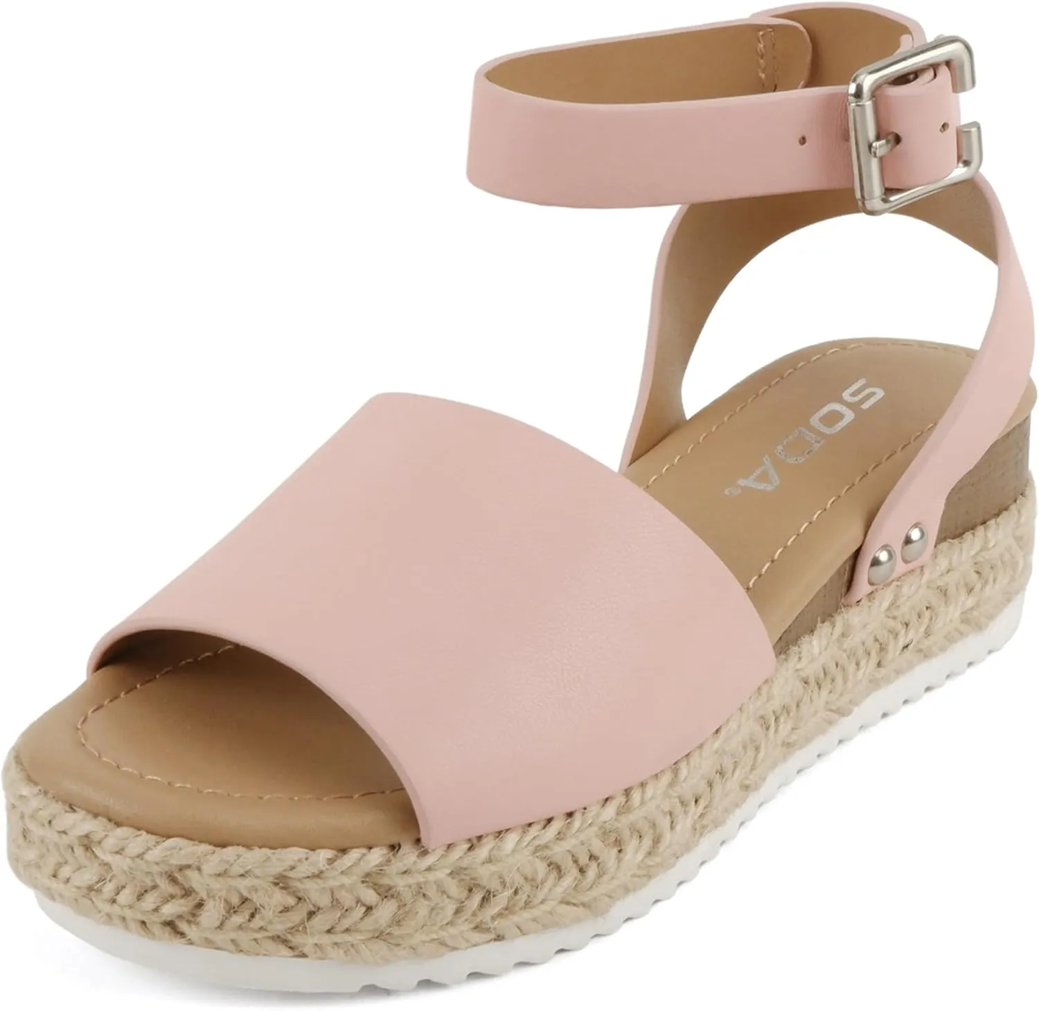SODA Clip Womens Casual Espadrilles Trim Flatform Studded Wedge