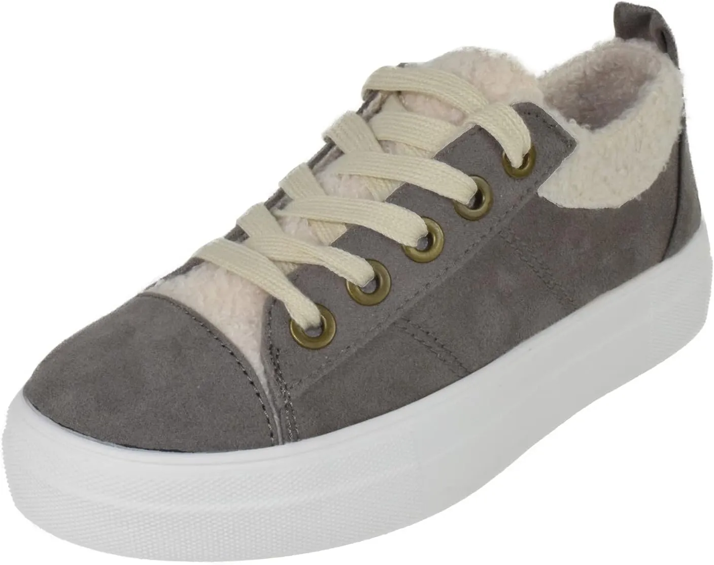 Soda Flat Women's Shoes Lace Up Loafers Casual Sneakers Synthetic Fur Hidden Flatform Endear-G