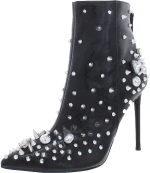Steve Madden Viceroy Black Studs Spiked Pointed Toe Stiletto Heel Ankle Boots