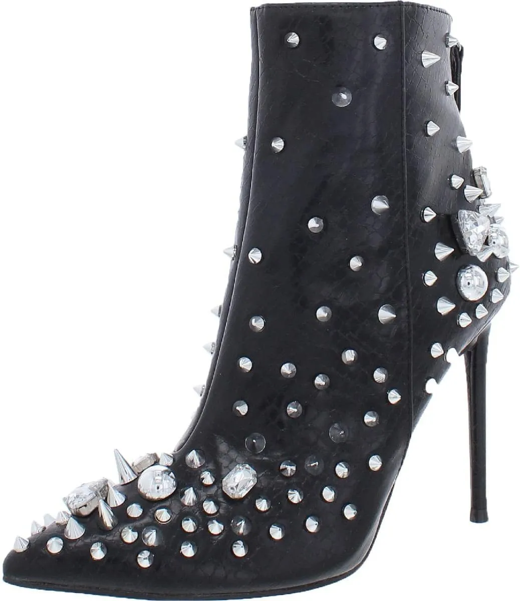 Steve Madden Viceroy Black Studs Spiked Pointed Toe Stiletto Heel Ankle Boots