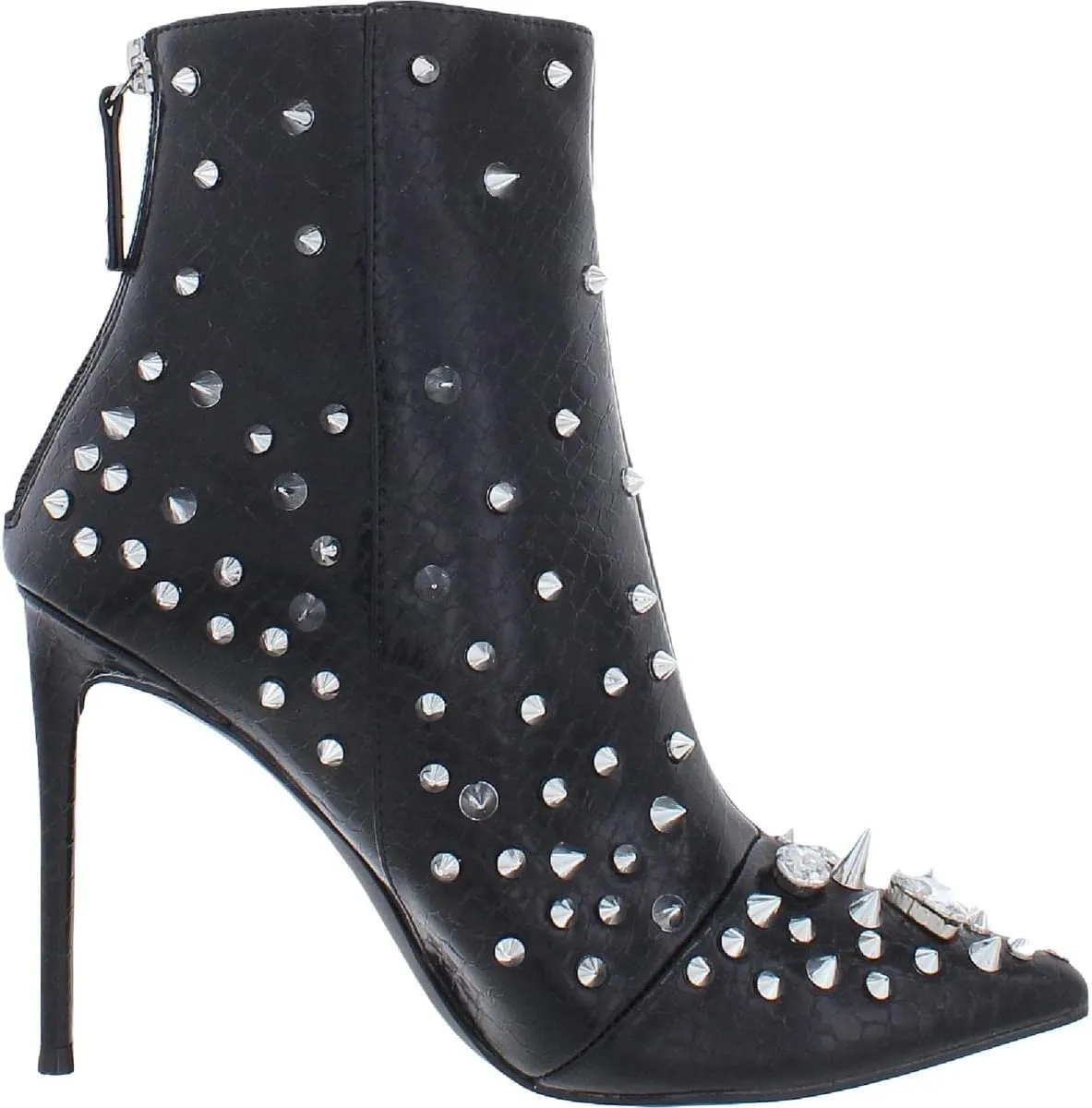 Steve Madden Viceroy Black Studs Spiked Pointed Toe Stiletto Heel Ankle Boots