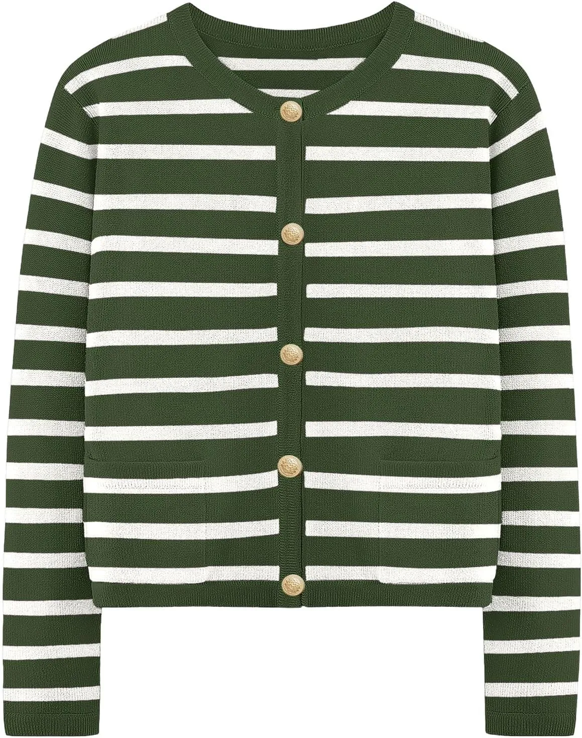 Striped Cardigan Sweaters for Women Long Sleeve Button Fall Trendy Pockets Sweater Jackets Knit Tops Cardigan