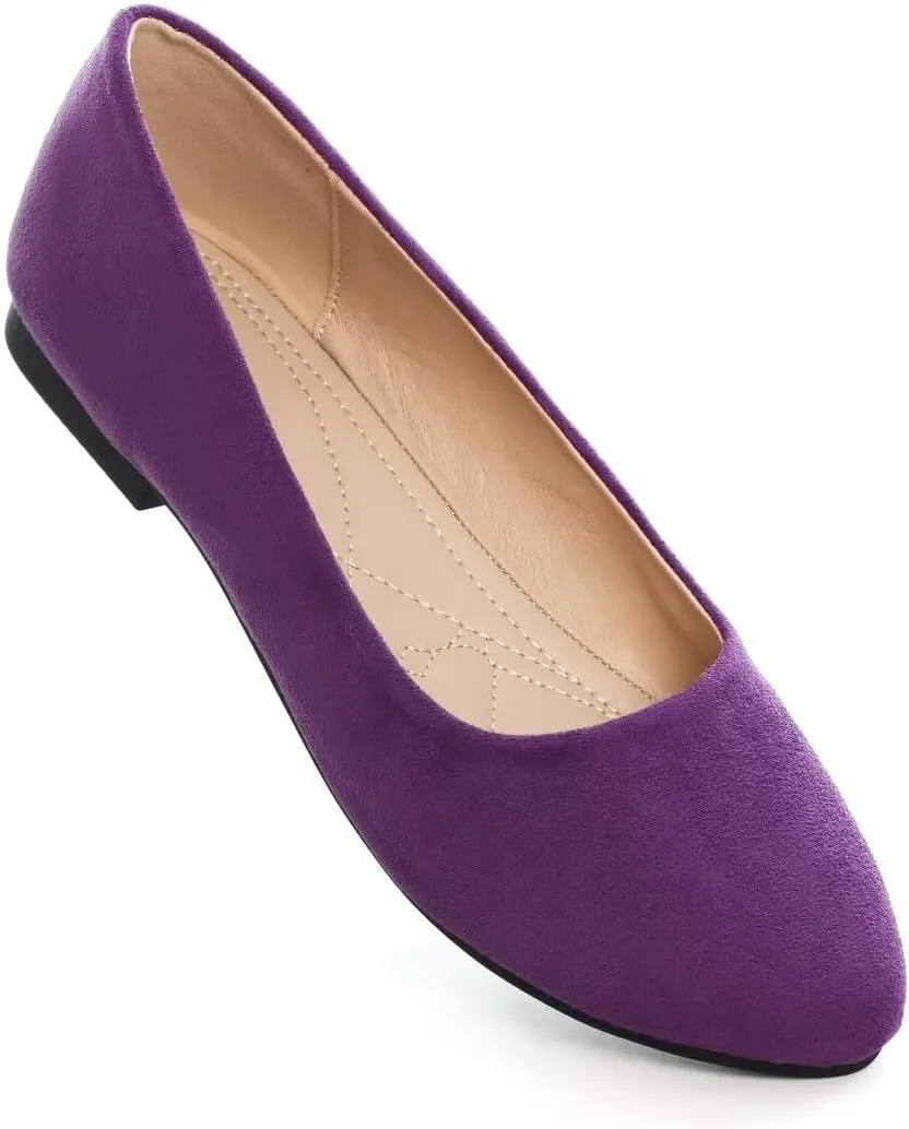 Stunner Women Cute Slip-On Ballet Shoes Soft Solid Classic Pointed Toe Flats