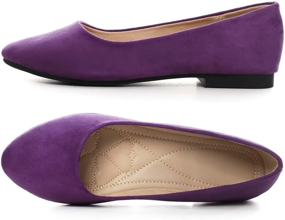 Stunner Women Cute Slip-On Ballet Shoes Soft Solid Classic Pointed Toe Flats