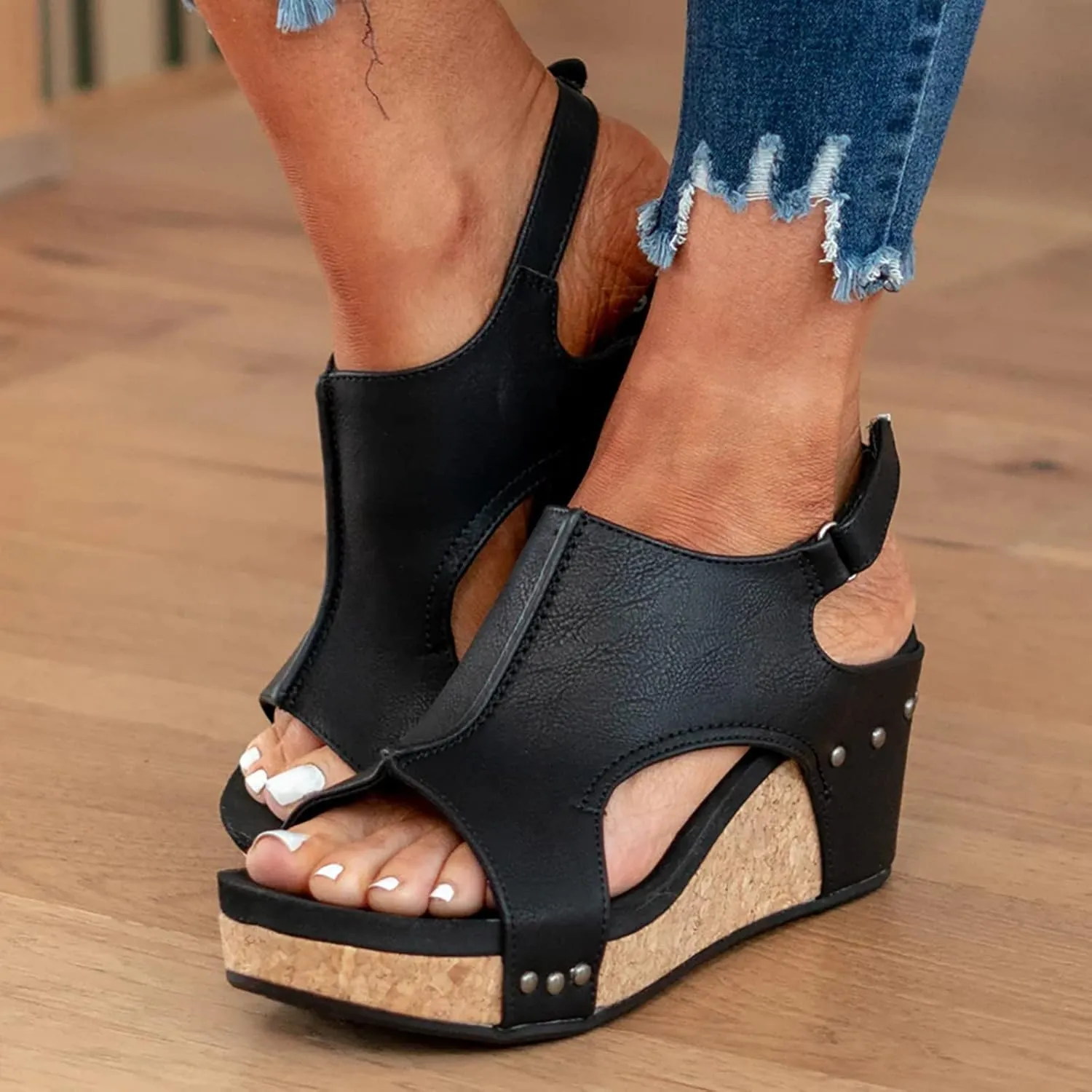 Summer Sandals for Women 2025 Wedge Platform Ankle Strap Open Toe Espadrilles Sandal Dressy Casual Boho Beach Sandals Ladies Wedges Heel shoes for Vacation Party