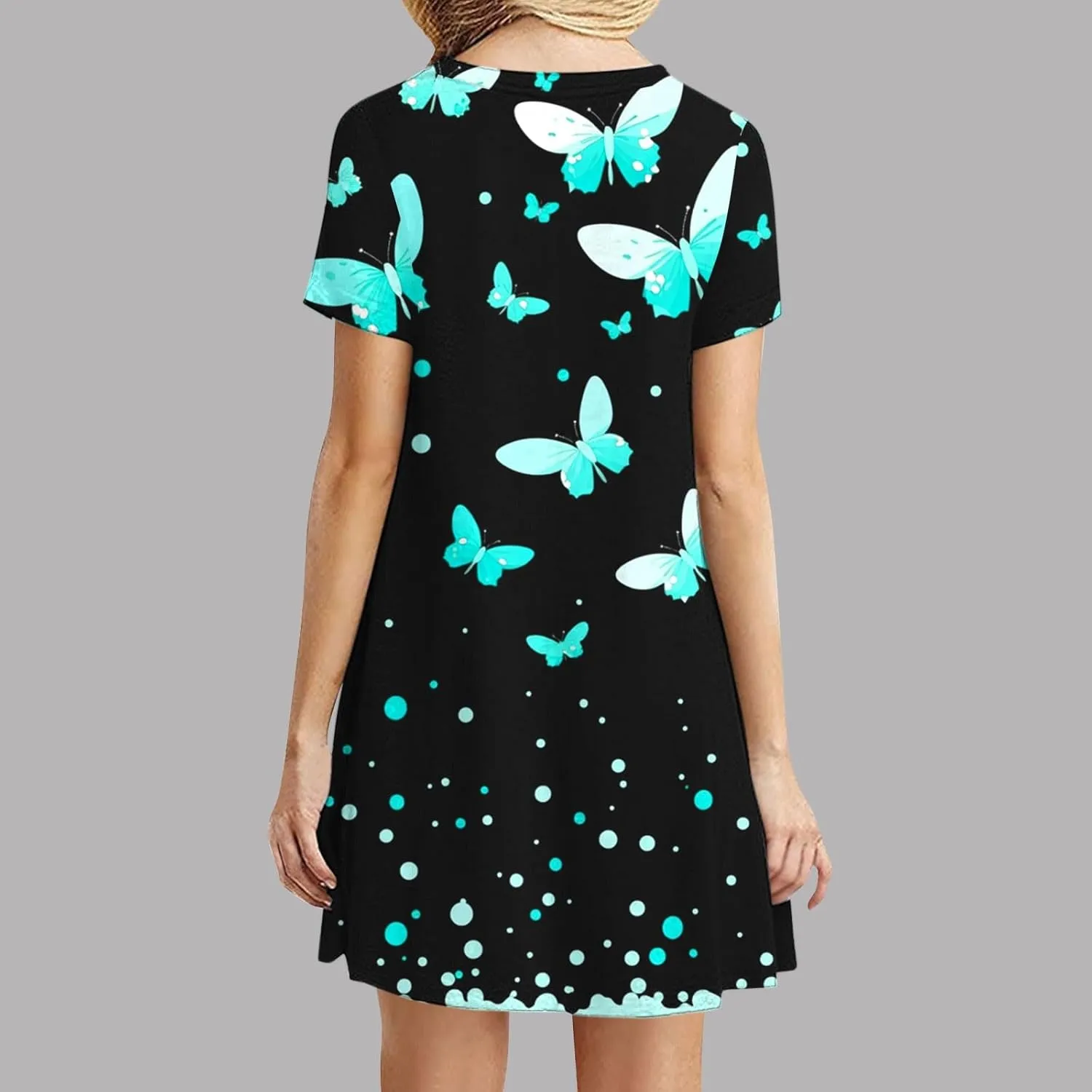 Sundresses for Women 2025 Summer Crewneck Short Sleeve Midi Dresses Casual Vacation Vintage Printed Boho Dresses