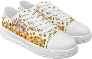 Sunflower Animal Print Women Casual Canvas Slip-On Sneaker Classic Low Top Shoes Lace-Up Platform Tennis Shoes