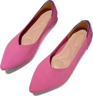 SWDZM Women's Flats Shoes Pointed Toe Knit Ballet Comfortable Dressy Slip On Flat Classic Ballet Office Work Shoes