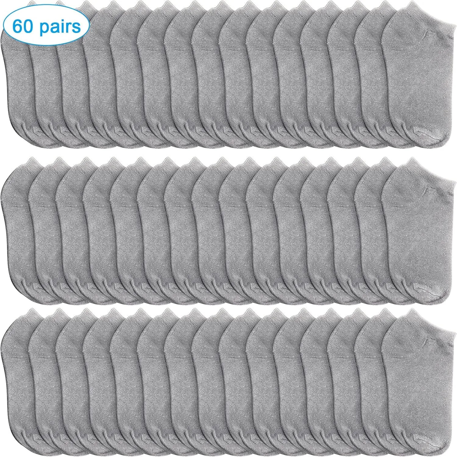 Syhood 60 Pairs No Show Socks Bulk Low Cut Socks for Men Women Unisex Thin Cotton Boat Liner for Homeless Casual Sports Tab